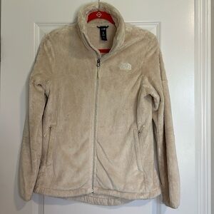 The north face women’s size medium zip up mock neck jacket fluffy beige/cream